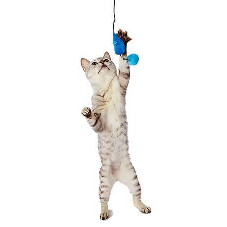 Petio Furry Mouse and Ball Cat Teaser Toy (Blue Toy Range) - Image 3